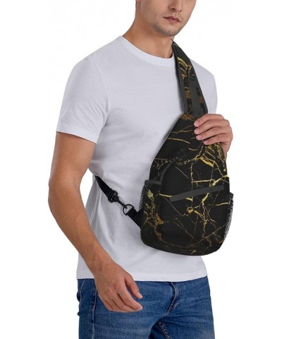 Durable Adjustable Outdoor Hiking Blackboard wallpaper Print Cross Chest Bag Diagonally Single Shoulder Backpack Black Marble...