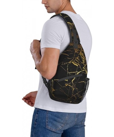 Durable Adjustable Outdoor Hiking Blackboard wallpaper Print Cross Chest Bag Diagonally Single Shoulder Backpack Black Marble...