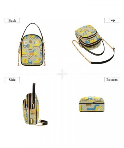 Vehicle Cell Phone Purse Construction Vehicles Cartoon Yellow Blue Crossbody Handbag Durable Shoulder Bag Sturdy Travel Pouch...