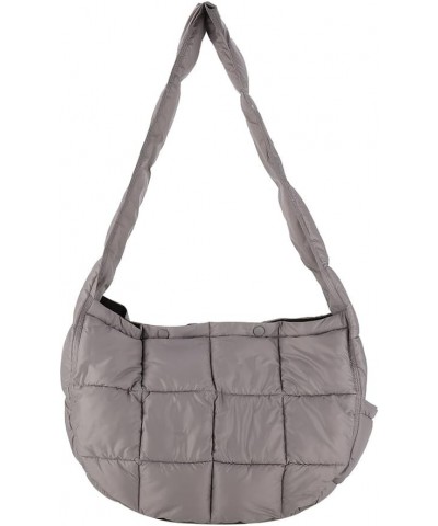 Quilted Tote Bag Large Puffer Shoulder Bag Hobo Crossbody Bag Puffy Padded Fall Winter Bag for Women and Men Gray $16.98 Cros...