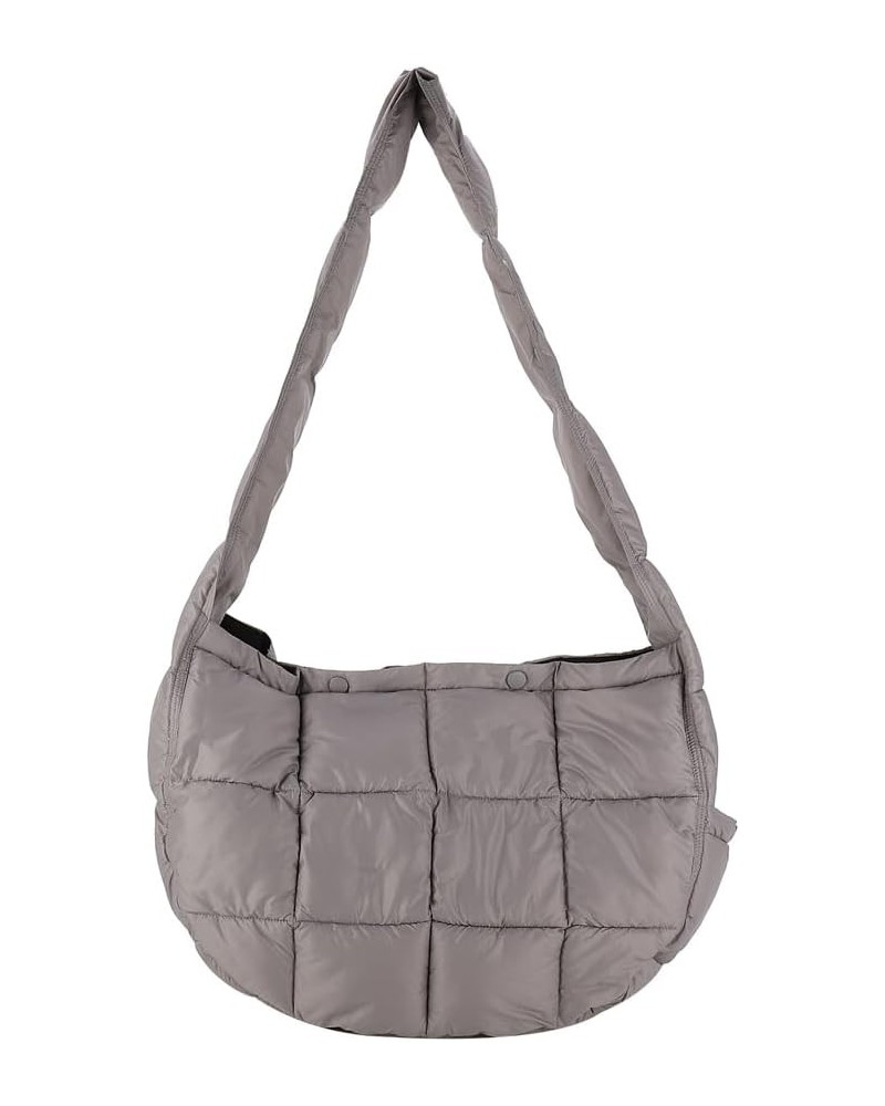 Quilted Tote Bag Large Puffer Shoulder Bag Hobo Crossbody Bag Puffy Padded Fall Winter Bag for Women and Men Gray $16.98 Cros...