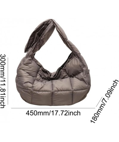 Quilted Tote Bag Large Puffer Shoulder Bag Hobo Crossbody Bag Puffy Padded Fall Winter Bag for Women and Men Gray $16.98 Cros...