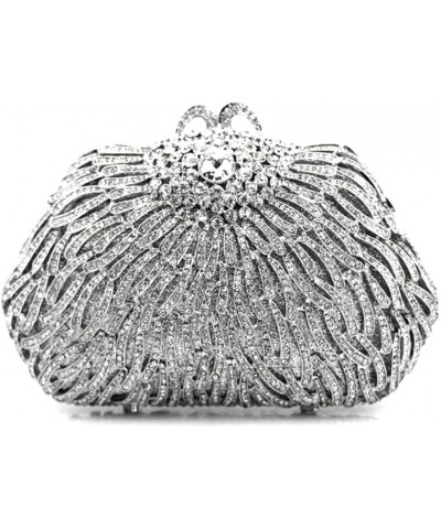 Luxury Rhinestone Evening Clutch Bag Sparkly Crystal Handbag Purse for Women Wedding Party Prom Bags Silver $38.41 Evening Bags