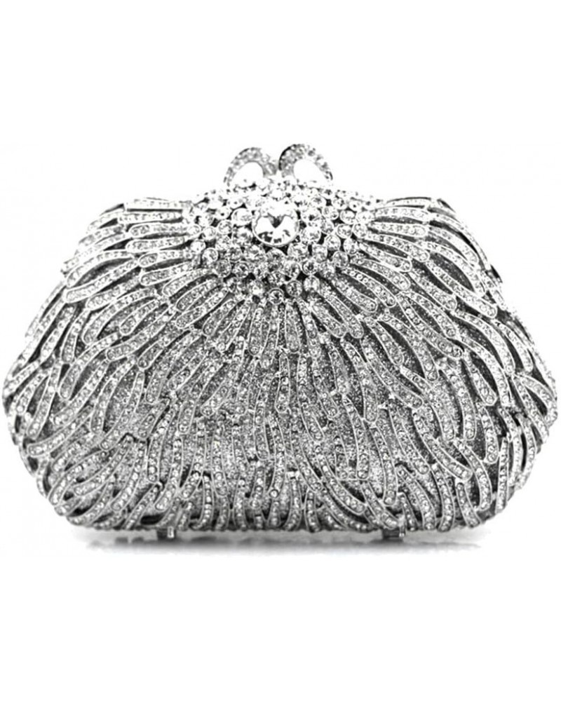 Luxury Rhinestone Evening Clutch Bag Sparkly Crystal Handbag Purse for Women Wedding Party Prom Bags Silver $38.41 Evening Bags