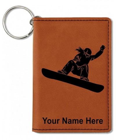 ID Holder Wallet, Snowboarder Woman, Personalized Engraving Included (Teal) Dark Brown $12.32 Wallets