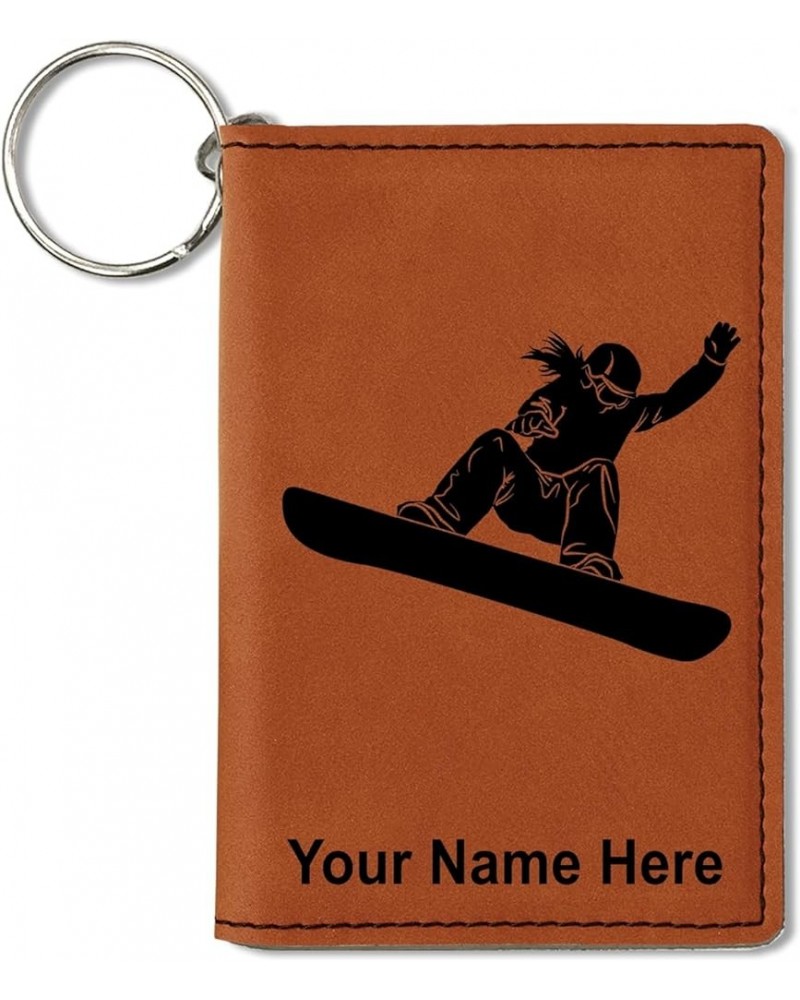 ID Holder Wallet, Snowboarder Woman, Personalized Engraving Included (Teal) Dark Brown $12.32 Wallets