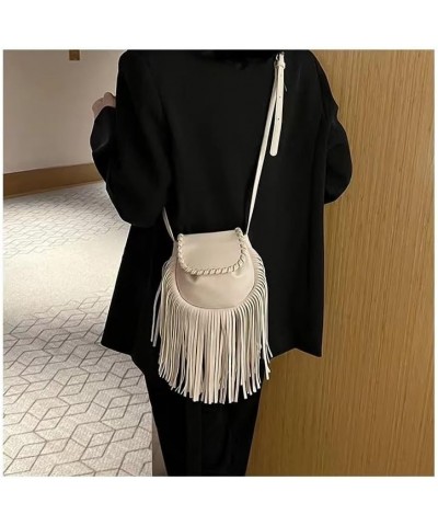 Women PU Leather Handbags Fringe Hobo Purse Bags Vintage Tassel Crossbody Shoulder Bag Gift for Mom Wife Girlfriend Off-white...