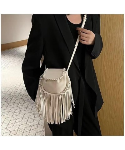 Women PU Leather Handbags Fringe Hobo Purse Bags Vintage Tassel Crossbody Shoulder Bag Gift for Mom Wife Girlfriend Off-white...