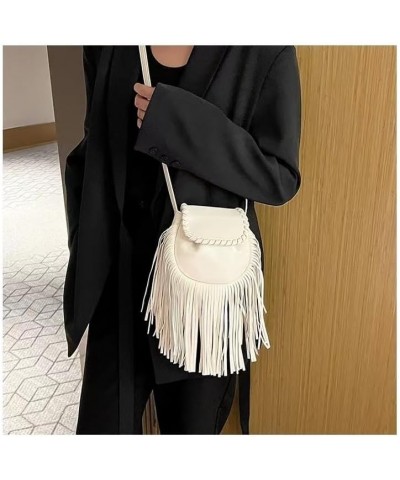 Women PU Leather Handbags Fringe Hobo Purse Bags Vintage Tassel Crossbody Shoulder Bag Gift for Mom Wife Girlfriend Off-white...