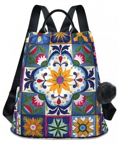 Watercolor Mandala Boho Flowers Womens Backpack Purse Travel Backpack Anti Theft Shoulder Bag Satchel Bags for Work Travel La...