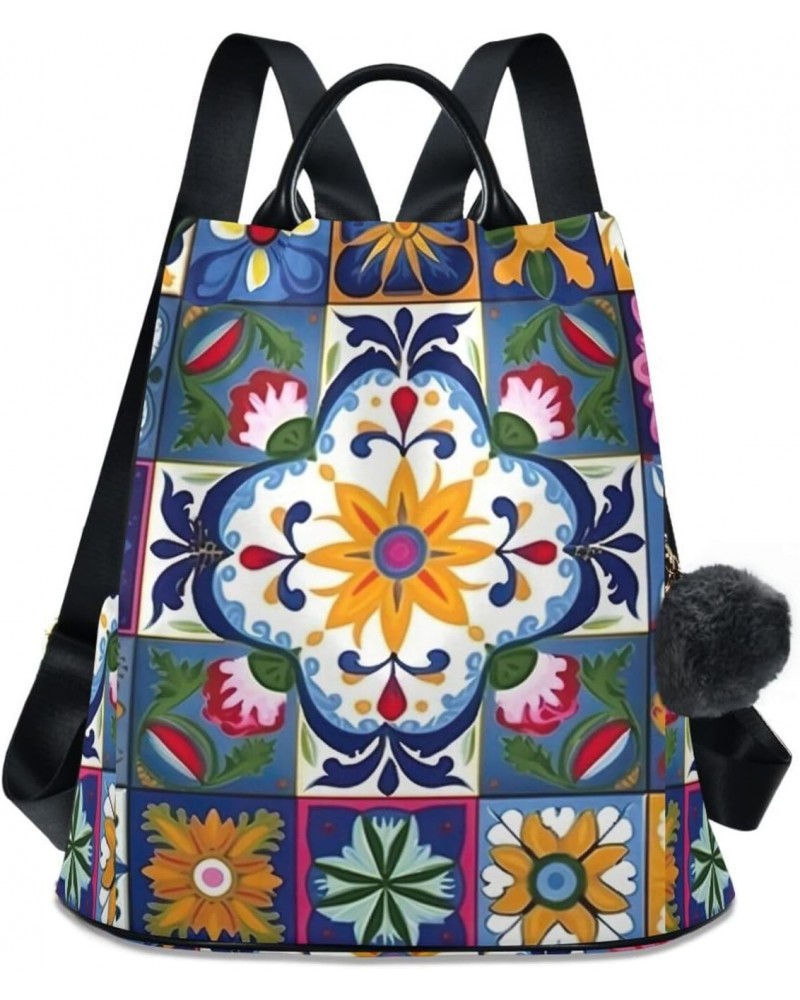 Watercolor Mandala Boho Flowers Womens Backpack Purse Travel Backpack Anti Theft Shoulder Bag Satchel Bags for Work Travel La...