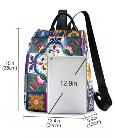 Watercolor Mandala Boho Flowers Womens Backpack Purse Travel Backpack Anti Theft Shoulder Bag Satchel Bags for Work Travel La...