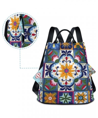 Watercolor Mandala Boho Flowers Womens Backpack Purse Travel Backpack Anti Theft Shoulder Bag Satchel Bags for Work Travel La...