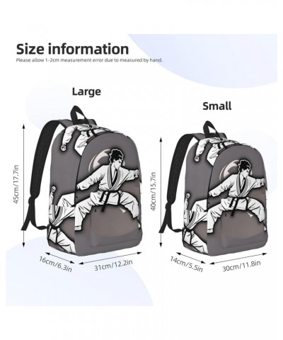 Karate-Highkick-Icon Print Lightweight Travel Canvas Backpack Casual Daypack For Men Women Work, Sports, Beach Black Small $1...