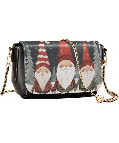 Christmas Tree Gnomes Crossbody Bags for Women Retro Cross Body Purse Small PU Leather Shoulder Handbags with Chain Strap $20...