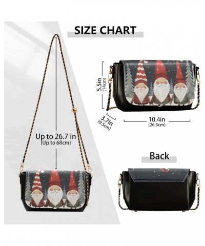 Christmas Tree Gnomes Crossbody Bags for Women Retro Cross Body Purse Small PU Leather Shoulder Handbags with Chain Strap $20...