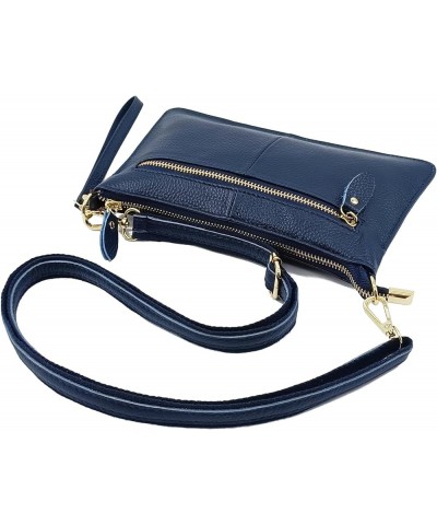 Real Genuine Leather Crossbody Purses for Women Small Wristlet Shoulder Bag Ladies Handbags Blue $11.39 Crossbody Bags