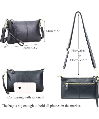 Real Genuine Leather Crossbody Purses for Women Small Wristlet Shoulder Bag Ladies Handbags Blue $11.39 Crossbody Bags