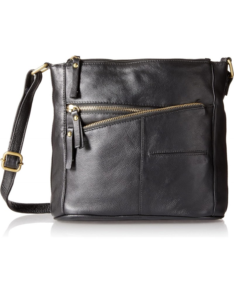 GAL Antique Leather Triple Compartment Shoulder Bag, Black $32.19 Shoulder Bags