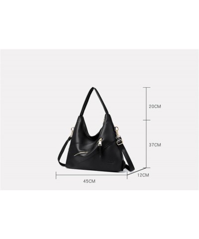 Women's cross-body bag women's large capacity vintage women's shoulder bag Black $28.13 Shoulder Bags