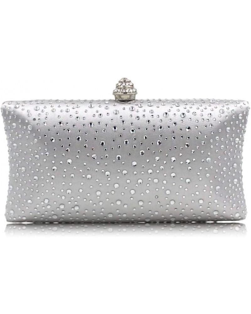 Women Handbags Rhinestone Party Prom Wedding Bride Evening Bags Crystal Party Clutches Bag (Silver) $18.42 Evening Bags