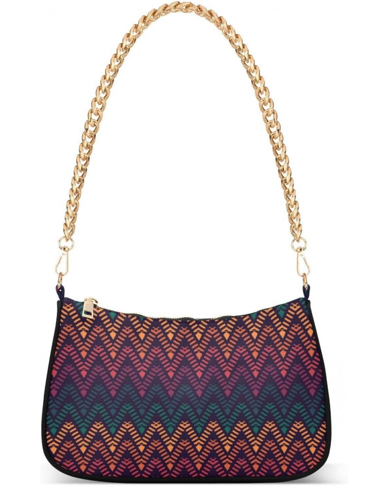 Shoulder Bags for Women, Tribal Zigzag Geometric Clutch Purse Chain Strap Tote Handbag $14.08 Shoulder Bags