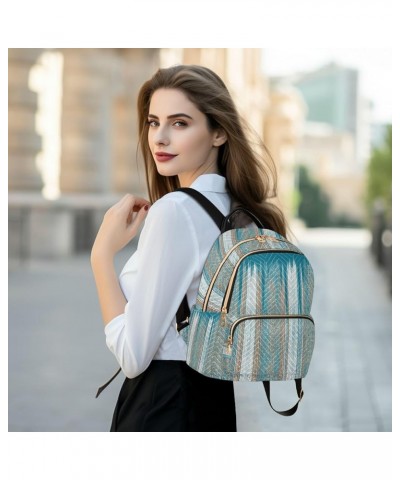 Women Backpack Woven Blue Boho Anti-Theft Travel Backpack with Luggage Belt Lightweight Handbag Lady Purse Roomy Double Zippe...