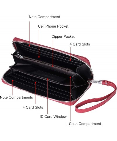 Leather Wallets for Women RFID Blocking Zipper Around Credit Card Holder Cellphone Wallet for Women (Blue) Red $8.95 Wallets