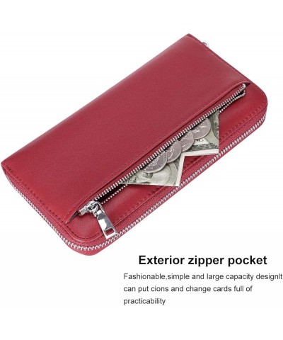 Leather Wallets for Women RFID Blocking Zipper Around Credit Card Holder Cellphone Wallet for Women (Blue) Red $8.95 Wallets