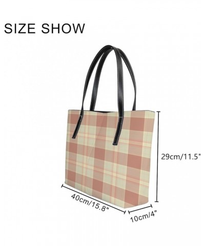 Women's Fashion Casual Handbag,PU Leather Large Capacity PC Work Bag,Travel Camping Picnic Single Shoulder Bag Seamless Plaid...