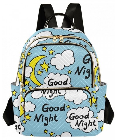 Backpack Purse for Women Cute Moon Starry Night, Mini Fashion Backpack Good Night Lightweight Casual Daypack Shoulder Bag Tra...