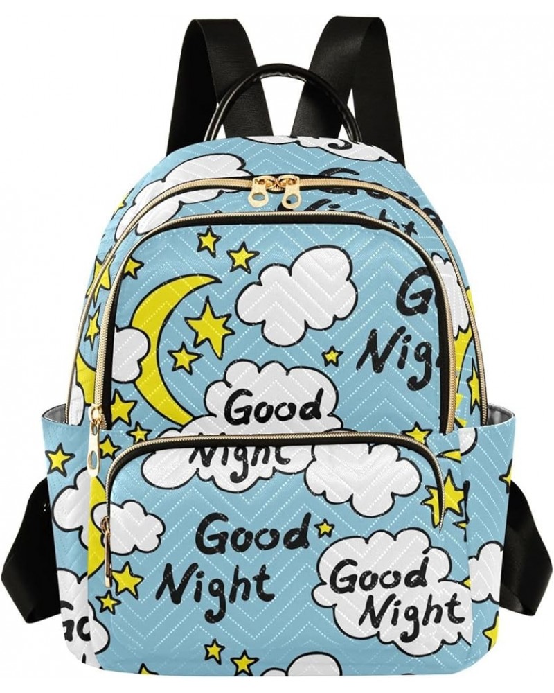 Backpack Purse for Women Cute Moon Starry Night, Mini Fashion Backpack Good Night Lightweight Casual Daypack Shoulder Bag Tra...