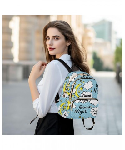 Backpack Purse for Women Cute Moon Starry Night, Mini Fashion Backpack Good Night Lightweight Casual Daypack Shoulder Bag Tra...