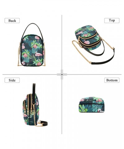 Cell Phone Purse Tropical Plant Leaf Hibiscus Flamingo Crossbody Handbag Durable Shoulder Bag Sturdy Travel Pouch Compact Chi...