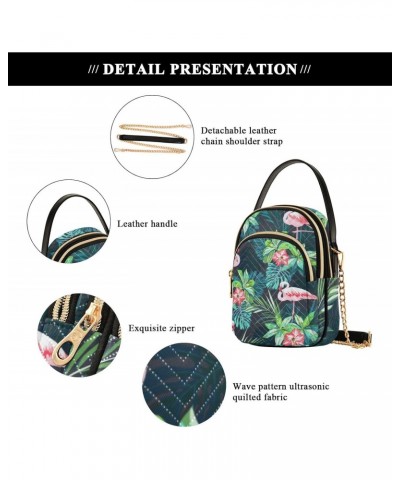 Cell Phone Purse Tropical Plant Leaf Hibiscus Flamingo Crossbody Handbag Durable Shoulder Bag Sturdy Travel Pouch Compact Chi...