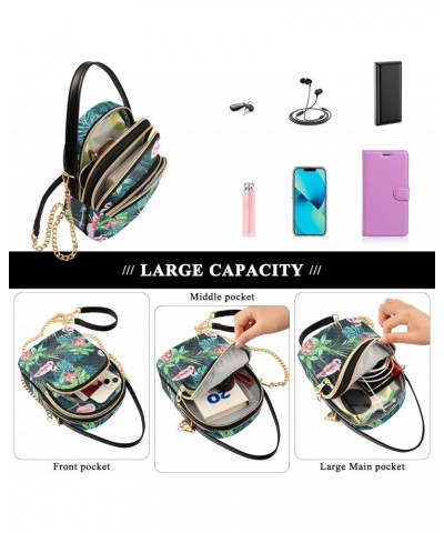 Cell Phone Purse Tropical Plant Leaf Hibiscus Flamingo Crossbody Handbag Durable Shoulder Bag Sturdy Travel Pouch Compact Chi...