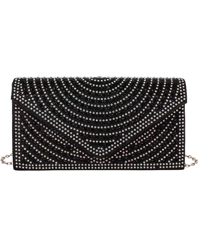 Glitter Rhinestone Evening Clutch Purses Formal Sequins Handbag Crossbody Shoulder Bag for Women B-black $12.75 Evening Bags