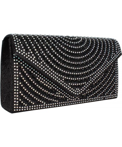 Glitter Rhinestone Evening Clutch Purses Formal Sequins Handbag Crossbody Shoulder Bag for Women B-black $12.75 Evening Bags