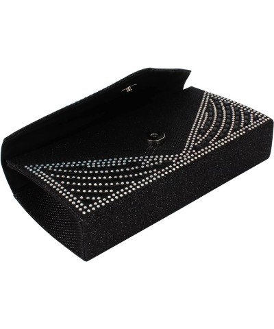 Glitter Rhinestone Evening Clutch Purses Formal Sequins Handbag Crossbody Shoulder Bag for Women B-black $12.75 Evening Bags