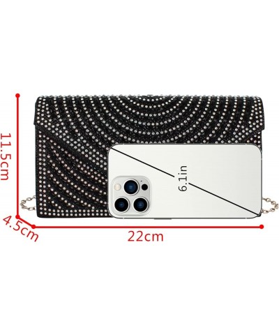 Glitter Rhinestone Evening Clutch Purses Formal Sequins Handbag Crossbody Shoulder Bag for Women B-black $12.75 Evening Bags