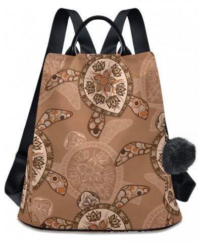 Brown Art Sea Turtle Backpack for Women, Fashion Anti Theft Casual Daypack Shoulder Bag Purse for Travel Work 15 inches $18.8...