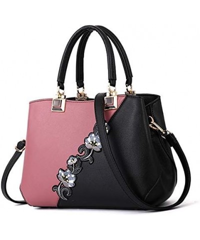 Retro Ladies'Bag Classic Embroidery Handbags Pu Leather Shoulders Bags Ladies Messenger Handle Shoulder Totes Black $17.99 Totes