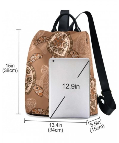 Brown Art Sea Turtle Backpack for Women, Fashion Anti Theft Casual Daypack Shoulder Bag Purse for Travel Work 15 inches $18.8...