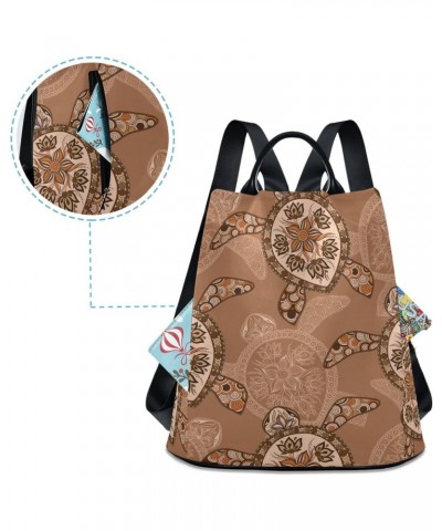 Brown Art Sea Turtle Backpack for Women, Fashion Anti Theft Casual Daypack Shoulder Bag Purse for Travel Work 15 inches $18.8...