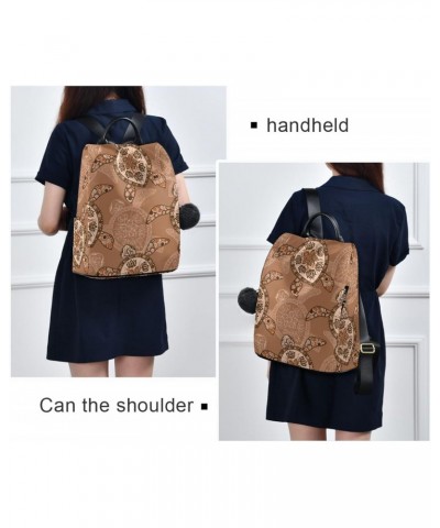 Brown Art Sea Turtle Backpack for Women, Fashion Anti Theft Casual Daypack Shoulder Bag Purse for Travel Work 15 inches $18.8...