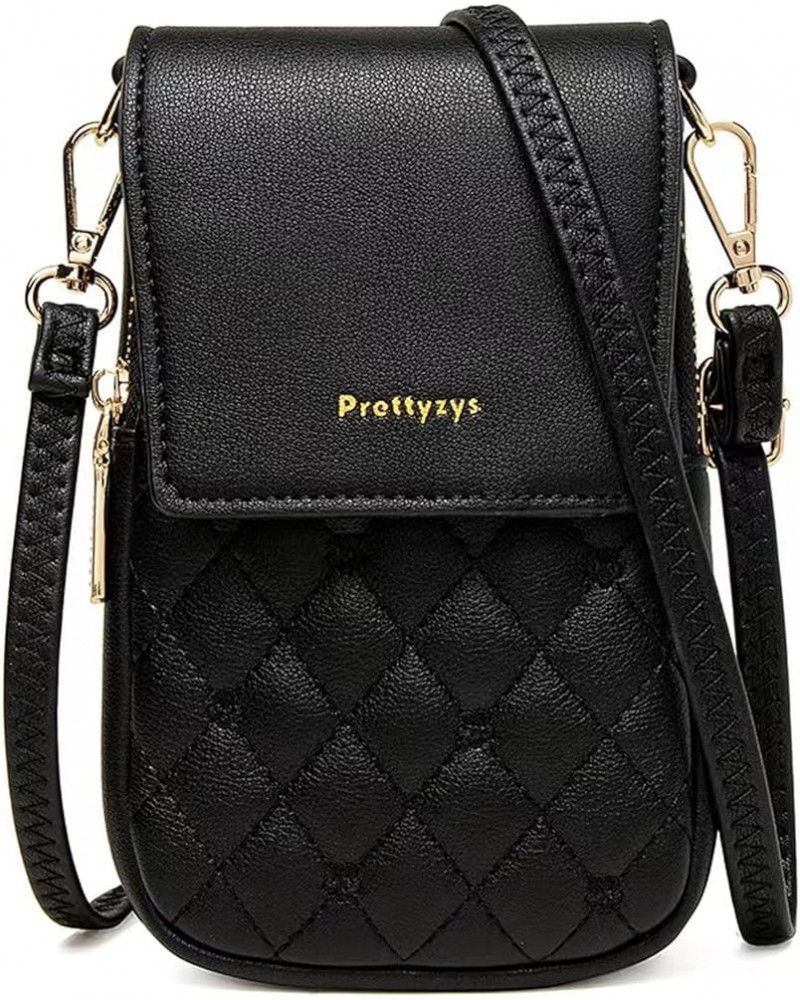 Double Cell Phone Bags Women's Handbags Women's Wallets Adjustable Shoulder Strap With Zipper Mini Handbags Black $13.49 Cros...