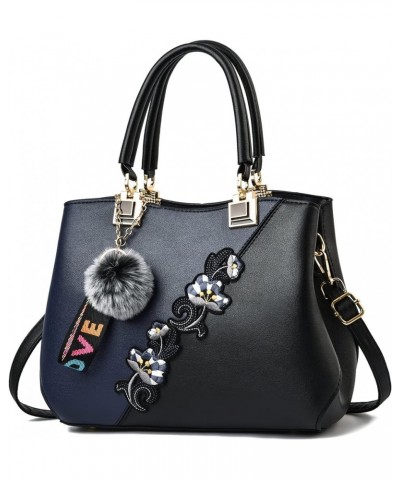 Retro Ladies'Bag Classic Embroidery Handbags Pu Leather Shoulders Bags Ladies Messenger Handle Shoulder Totes Black $17.99 Totes