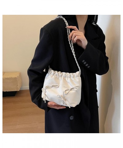 Women Crossbody Bag Solid Color Bowknot Bucket Bag Casual Shoulder Purse Everyday Bag for Shopping Work Travel Beige $29.49 C...