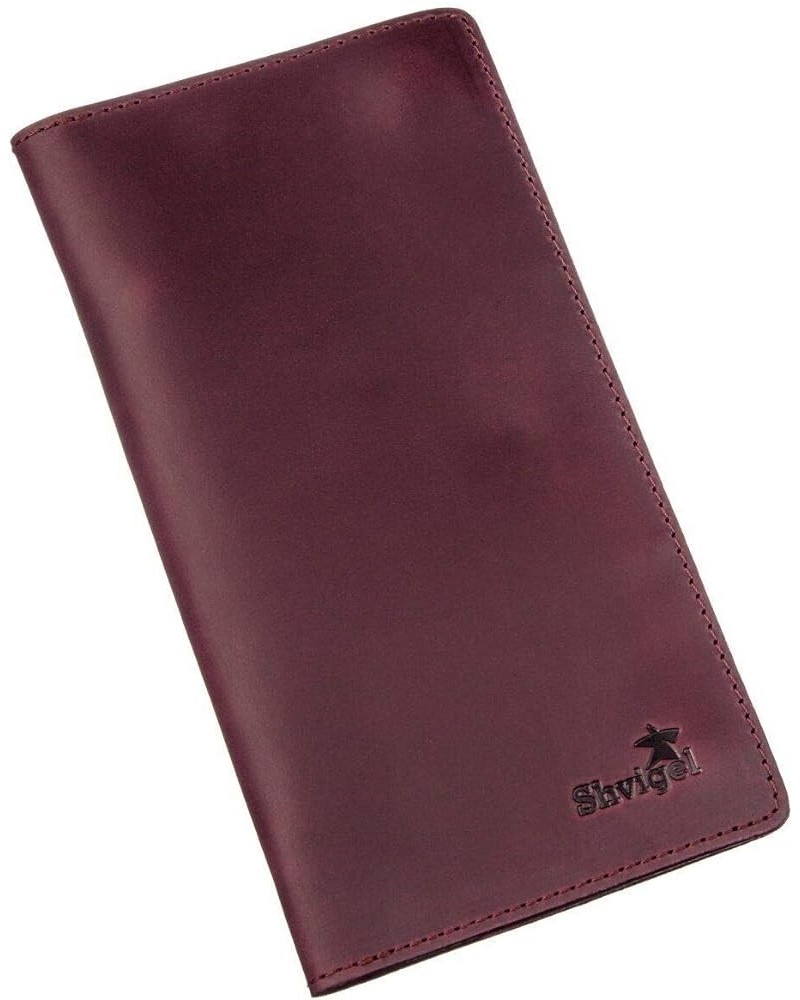 Leather Bifold Wallet Long with Buttons and Coin Pocket for Women Maroon Vintage $21.16 Wallets