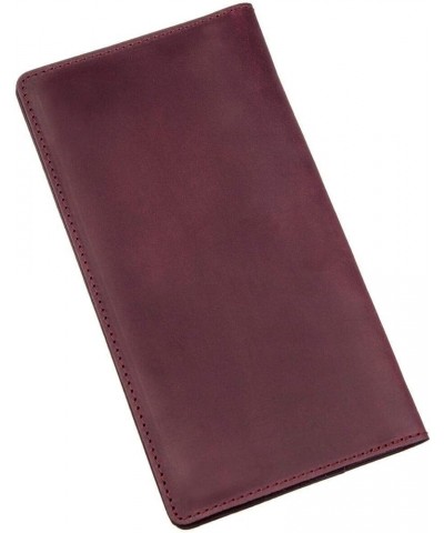 Leather Bifold Wallet Long with Buttons and Coin Pocket for Women Maroon Vintage $21.16 Wallets